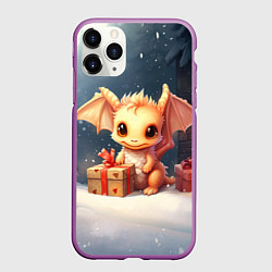 Чехол iPhone 11 Pro матовый Дракон тайный повелитель елок