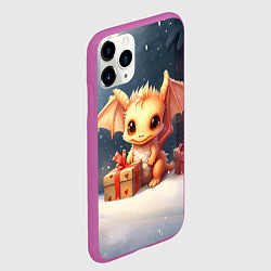 Чехол iPhone 11 Pro матовый Дракон тайный повелитель елок, цвет: 3D-фиолетовый — фото 2