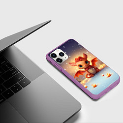 Чехол iPhone 11 Pro матовый Ветрокрылый огневик дракон, цвет: 3D-фиолетовый — фото 2