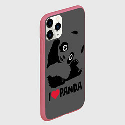 Чехол iPhone 11 Pro матовый Я люблю панду, цвет: 3D-малиновый — фото 2