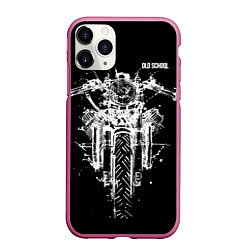 Чехол iPhone 11 Pro матовый Old school motorcycle, цвет: 3D-малиновый