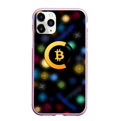 Чехол iPhone 11 Pro матовый Bitcoin logo criptomoney, цвет: 3D-розовый