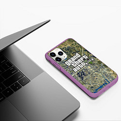 Чехол iPhone 11 Pro матовый GTA 5 карта, цвет: 3D-фиолетовый — фото 2