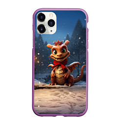 Чехол iPhone 11 Pro матовый Дракоша 2024, цвет: 3D-фиолетовый