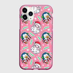 Чехол iPhone 11 Pro матовый Персонажи новогодние, цвет: 3D-малиновый