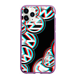 Чехол iPhone 11 Pro матовый Volkswagen glitch pattern, цвет: 3D-фиолетовый