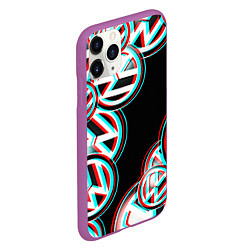 Чехол iPhone 11 Pro матовый Volkswagen glitch pattern, цвет: 3D-фиолетовый — фото 2