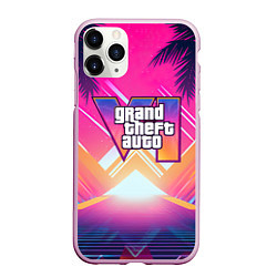Чехол iPhone 11 Pro матовый GTA6 hot summer Vaporwave, цвет: 3D-розовый