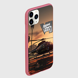 Чехол iPhone 11 Pro матовый GTA 6 вертолет, цвет: 3D-малиновый — фото 2
