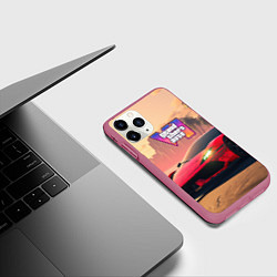 Чехол iPhone 11 Pro матовый GTA 6 спортивное авто, цвет: 3D-малиновый — фото 2