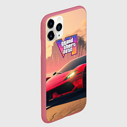 Чехол iPhone 11 Pro матовый GTA 6 спортивное авто, цвет: 3D-малиновый — фото 2