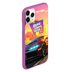 Чехол iPhone 11 Pro матовый Auto GTA 6, цвет: 3D-фиолетовый — фото 2