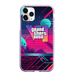 Чехол iPhone 11 Pro матовый GTA 6 логотип и абстракция