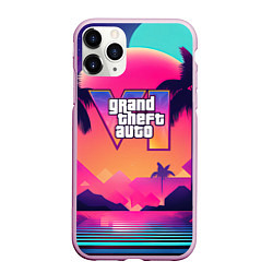 Чехол iPhone 11 Pro матовый GTA 6 закат солнца, цвет: 3D-розовый