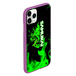 Чехол iPhone 11 Pro матовый Samurai green fire toxic, цвет: 3D-фиолетовый — фото 2