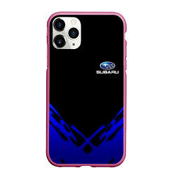 Чехол iPhone 11 Pro матовый Subaru geomery, цвет: 3D-малиновый