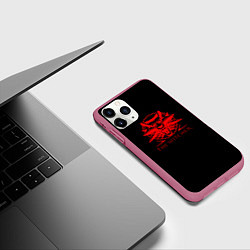 Чехол iPhone 11 Pro матовый Ведьмак красное лого, цвет: 3D-малиновый — фото 2