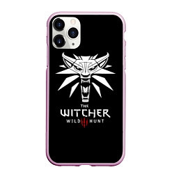 Чехол iPhone 11 Pro матовый The Witcher белое лого гейм, цвет: 3D-розовый