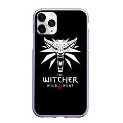 Чехол iPhone 11 Pro матовый The Witcher белое лого гейм, цвет: 3D-светло-сиреневый
