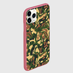 Чехол iPhone 11 Pro матовый Коты и кошки - камуфляж, цвет: 3D-малиновый — фото 2