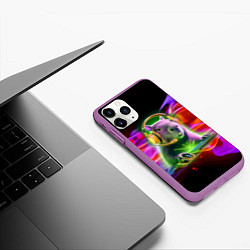 Чехол iPhone 11 Pro матовый Capybara is an avid gamer, цвет: 3D-фиолетовый — фото 2