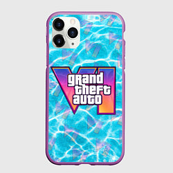 Чехол iPhone 11 Pro матовый GTA 6 басейн, цвет: 3D-фиолетовый