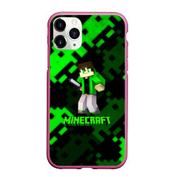 Чехол iPhone 11 Pro матовый Minecraft персонаж из игры, цвет: 3D-малиновый