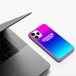 Чехол iPhone 11 Pro матовый Stranger Things gradient colors, цвет: 3D-фиолетовый — фото 2