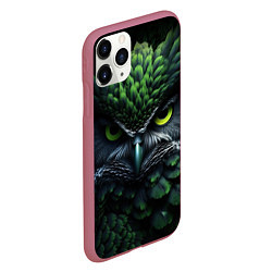 Чехол iPhone 11 Pro матовый Зеленая фэнтази сова, цвет: 3D-малиновый — фото 2