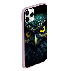 Чехол iPhone 11 Pro матовый Бирюзовая сова с желтыми глазами, цвет: 3D-розовый — фото 2