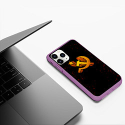 Чехол iPhone 11 Pro матовый Серп и молот СССР краски, цвет: 3D-фиолетовый — фото 2