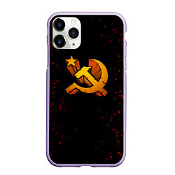 Чехол iPhone 11 Pro матовый Серп и молот СССР краски, цвет: 3D-светло-сиреневый