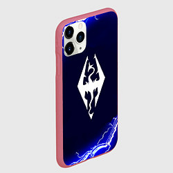 Чехол iPhone 11 Pro матовый Скайрим лого молнии шторм, цвет: 3D-малиновый — фото 2