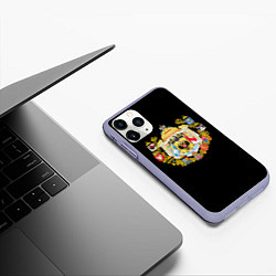 Чехол iPhone 11 Pro матовый Россия герб славянский, цвет: 3D-светло-сиреневый — фото 2