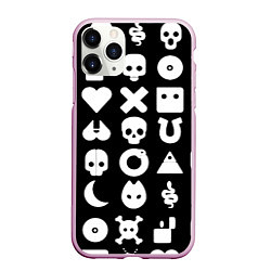 Чехол iPhone 11 Pro матовый Любовь смерть и роботы паттерн, цвет: 3D-розовый