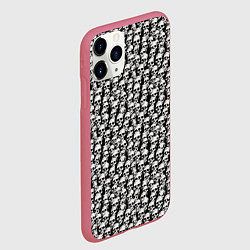 Чехол iPhone 11 Pro матовый Белые черепа, цвет: 3D-малиновый — фото 2