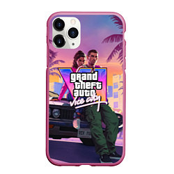 Чехол iPhone 11 Pro матовый Grand theft auto 6 Лусия и Джейсон, цвет: 3D-малиновый