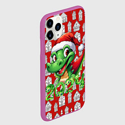 Чехол iPhone 11 Pro матовый Зеленый дракон на рождественском фоне, цвет: 3D-фиолетовый — фото 2