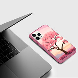 Чехол iPhone 11 Pro матовый Вишневое дерево в полном цвету, цвет: 3D-малиновый — фото 2