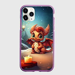 Чехол iPhone 11 Pro матовый Новый год дракон 2024, цвет: 3D-фиолетовый