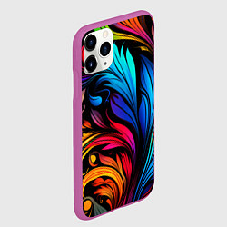 Чехол iPhone 11 Pro матовый Паттерн с узорами на черном фоне, цвет: 3D-фиолетовый — фото 2
