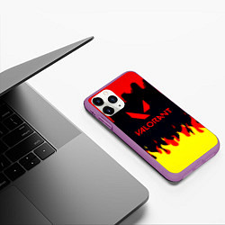 Чехол iPhone 11 Pro матовый Valorant flame texture games, цвет: 3D-фиолетовый — фото 2