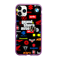 Чехол iPhone 11 Pro матовый GTA6 автобренды, цвет: 3D-фиолетовый