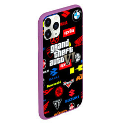 Чехол iPhone 11 Pro матовый GTA6 автобренды, цвет: 3D-фиолетовый — фото 2