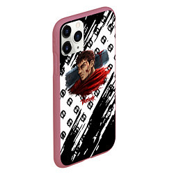 Чехол iPhone 11 Pro матовый Berserk anime black pattern, цвет: 3D-малиновый — фото 2