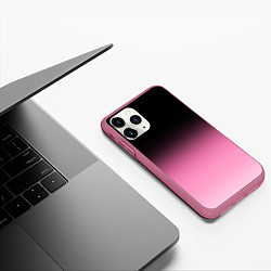 Чехол iPhone 11 Pro матовый Черно-розовый градиент, цвет: 3D-малиновый — фото 2