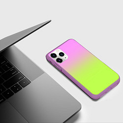 Чехол iPhone 11 Pro матовый Розовый и ярко-зеленый градиент, цвет: 3D-фиолетовый — фото 2