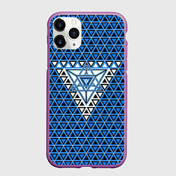 Чехол iPhone 11 Pro матовый Синие и чёрные треугольники
