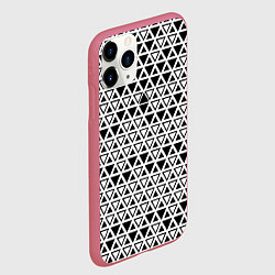 Чехол iPhone 11 Pro матовый Треугольники чёрные и белые, цвет: 3D-малиновый — фото 2