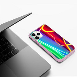 Чехол iPhone 11 Pro матовый Абстрактные цветные полосы - композиция, цвет: 3D-розовый — фото 2